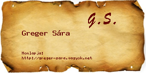 Greger Sára névjegykártya